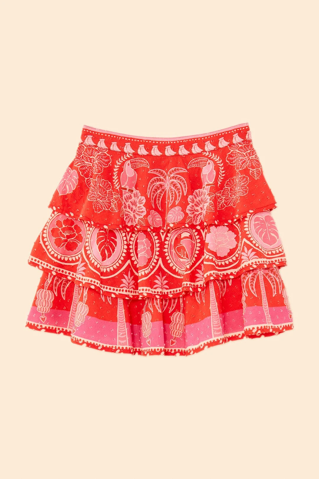 Farm Rio Red Summer Sunrise Mini Skirt 6 Farm Rio Red Summer Sunrise Mini Skirt - Image 6