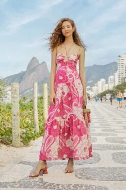 Pink Tropical Groove Maxi Dress