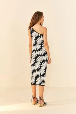 Farm Rio Black Copacabana Knit One Shoulder Dress -Farm Rio 311549 03