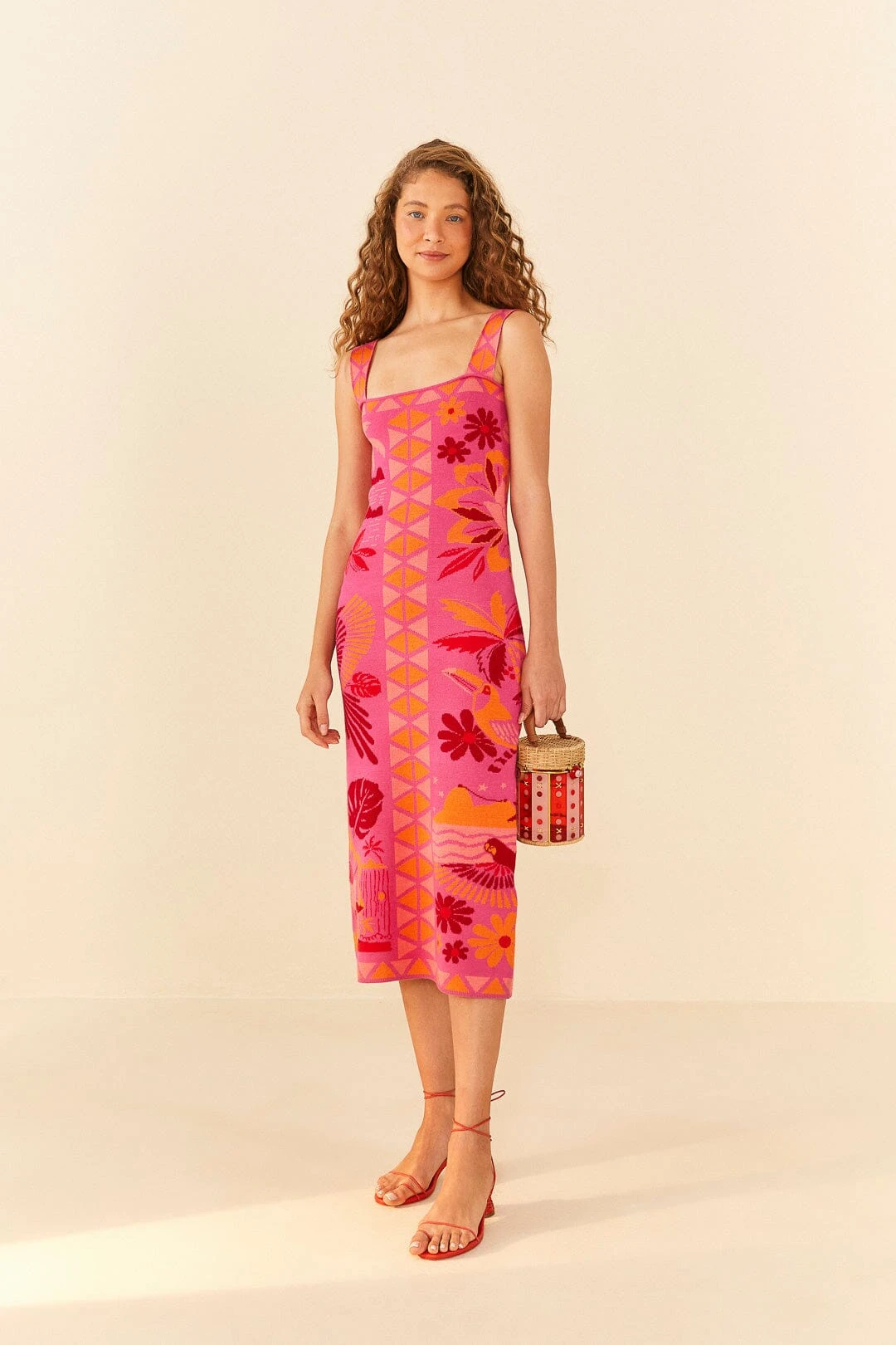 Farm Rio Pink Rio Tiles Knit Dress 1 Farm Rio Pink Rio Tiles Knit Dress