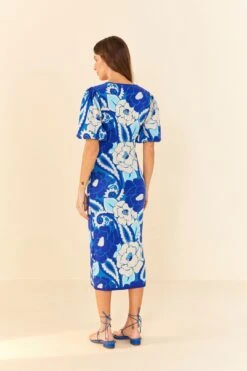Farm Rio Blue Tropical Groove Knit Midi Dress -Farm Rio 311574 03