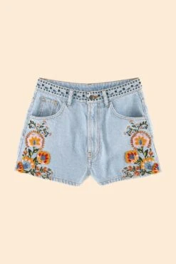 Farm Rio Summer Garden Embroidered Denim Shorts 11 Farm Rio Summer Garden Embroidered Denim Shorts -Farm Rio 311873 06