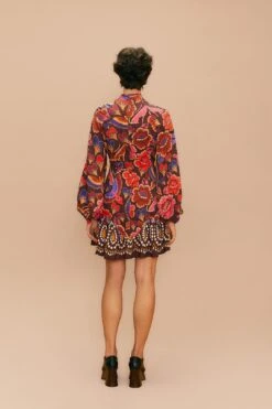Farm Rio Brown Bright Flora Long Sleeve Mini Dress 10 Farm Rio Brown Bright Flora Long Sleeve Mini Dress -Farm Rio 311972 04