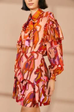 Farm Rio Rose Wild Horses Tiered Mini Skirt 8 Farm Rio Rose Wild Horses Tiered Mini Skirt -Farm Rio 311997 03