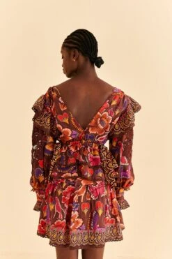 Farm Rio Brown Bright Flora Mini Skirt -Farm Rio 312014 04