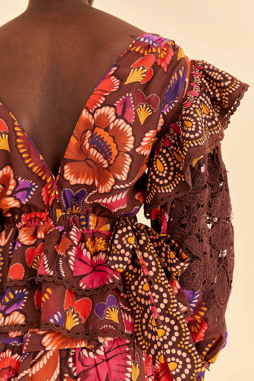 Farm Rio Brown Bright Flora Blouse 5 Farm Rio Brown Bright Flora Blouse - Image 5