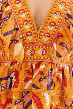 Farm Rio Yellow Palms Party Ruffle Blouse -Farm Rio 312021 06