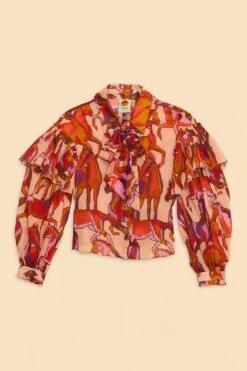 Farm Rio Rose Wild Horses Bow Neck Tie Blouse 11 Farm Rio Rose Wild Horses Bow Neck Tie Blouse -Farm Rio 312022 06
