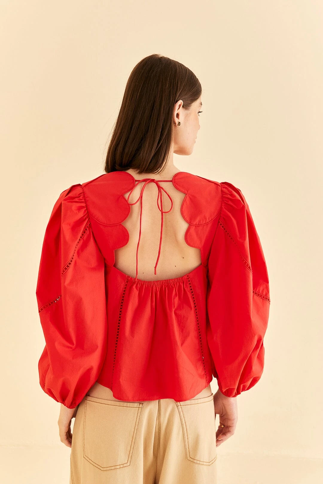 Farm Rio Red Heart Shaped Neckline Blouse 3 Farm Rio Red Heart Shaped Neckline Blouse - Image 3