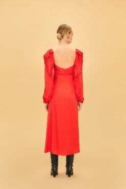 Farm Rio Red Heart Shaped Neckline Long Sleeve Midi Dress 9 Farm Rio Red Heart Shaped Neckline Long Sleeve Midi Dress -Farm Rio 312027 03