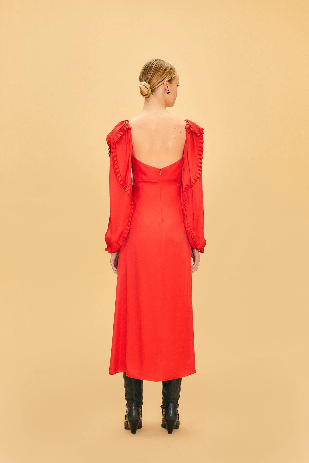 Farm Rio Red Heart Shaped Neckline Long Sleeve Midi Dress 3 Farm Rio Red Heart Shaped Neckline Long Sleeve Midi Dress - Image 3