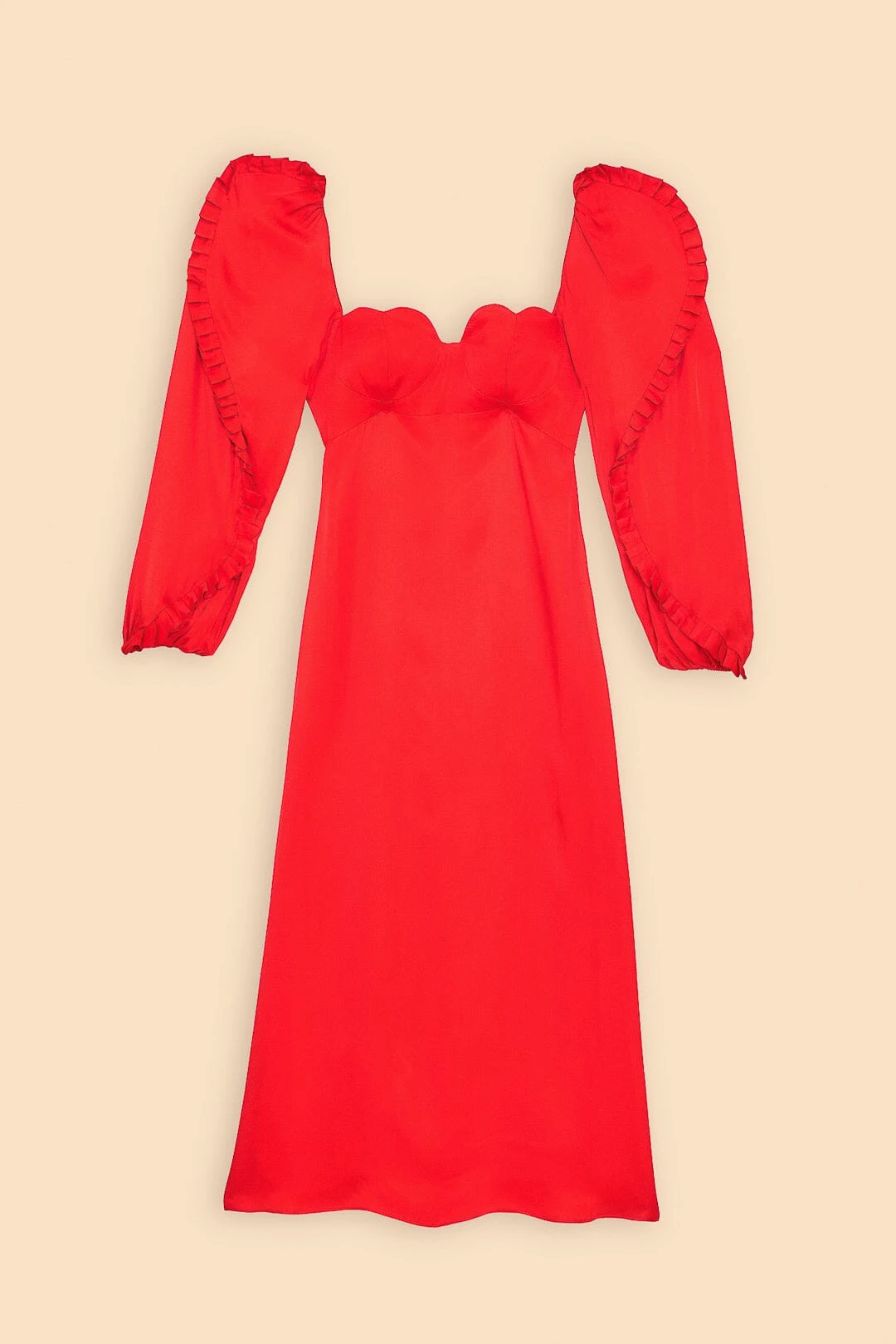 Farm Rio Red Heart Shaped Neckline Long Sleeve Midi Dress 7 Farm Rio Red Heart Shaped Neckline Long Sleeve Midi Dress - Image 7