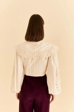 Farm Rio Off-White Richelieu Big Collar Blouse -Farm Rio 312044 04