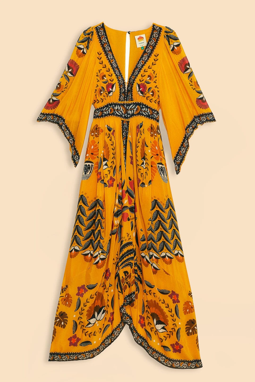 Farm Rio Yellow Tropical Tapestry Kaftan Dress 6 Farm Rio Yellow Tropical Tapestry Kaftan Dress - Image 6