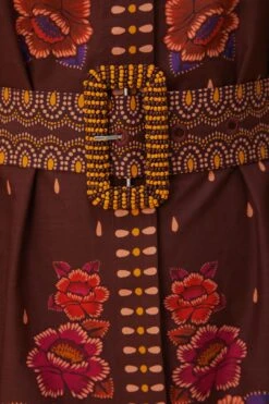 Farm Rio Brown Bright Flora Short Sleeve Mini Dress -Farm Rio 312050 06