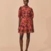 Farm Rio Blush Living Bloom Short Sleeve Mini Dress
