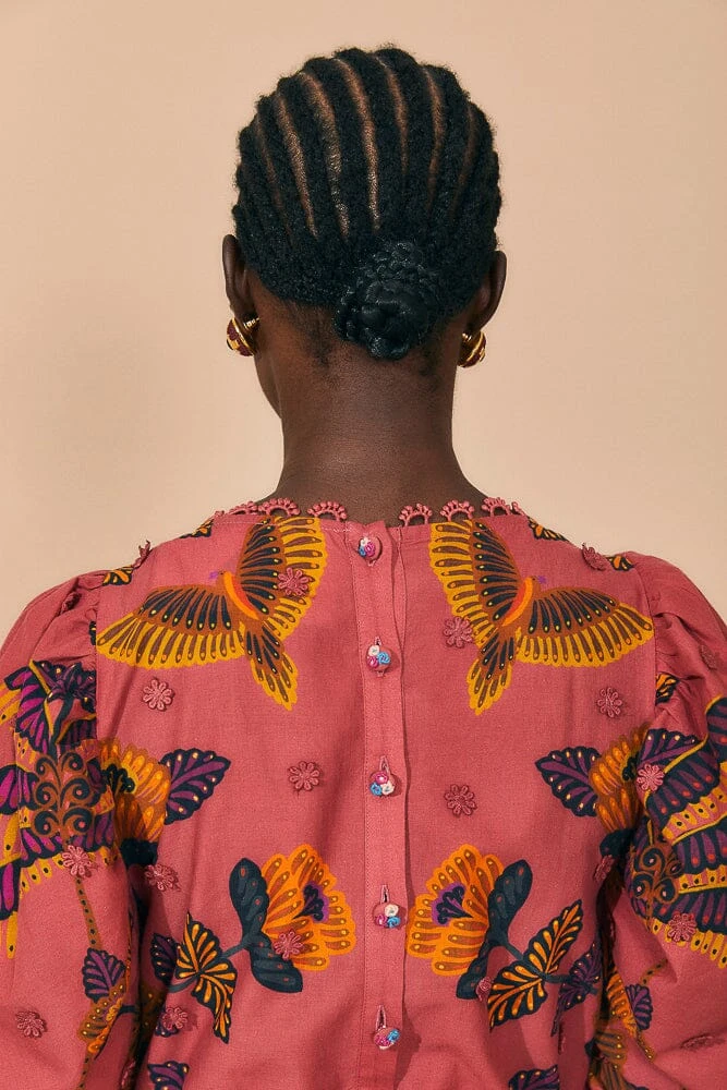 Farm Rio Blush Living Bloom Short Sleeve Mini Dress 4 Farm Rio Blush Living Bloom Short Sleeve Mini Dress - Image 4