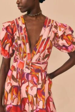 Farm Rio Rose Wild Horses Pleated Short Sleeve Jumpsuit -Farm Rio 312232 03 1