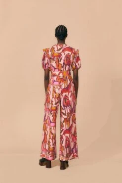 Farm Rio Rose Wild Horses Pleated Short Sleeve Jumpsuit -Farm Rio 312232 04 1