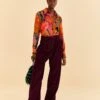 Farm Rio Vintage Wave Multicolor Long Sleeve Shirt