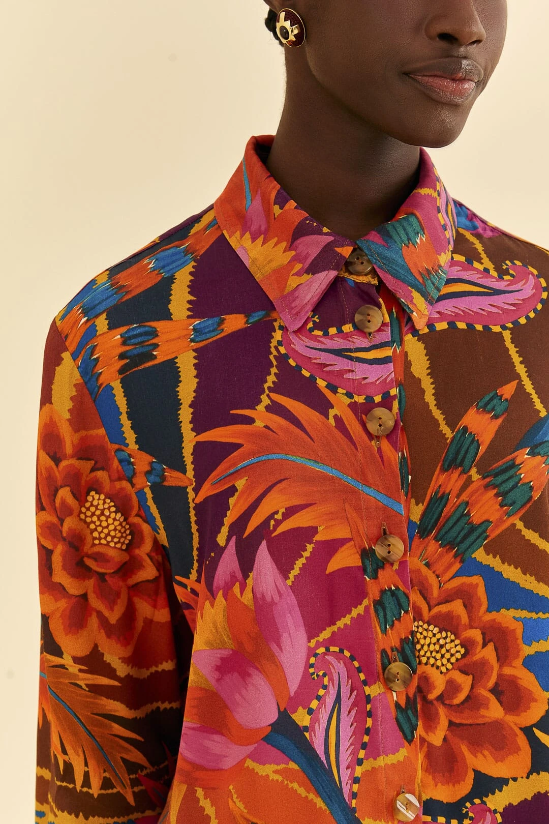 Farm Rio Vintage Wave Multicolor Long Sleeve Shirt 2 Farm Rio Vintage Wave Multicolor Long Sleeve Shirt - Image 2