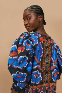 Farm Rio Black Ainika Sparkle Short Sleeve Blouse -Farm Rio 312281 03