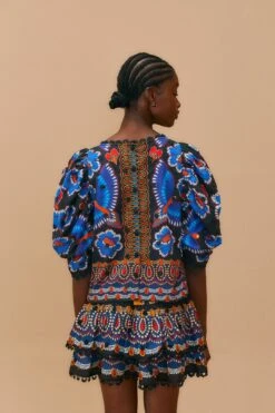 Farm Rio Black Ainika Sparkle Short Sleeve Blouse -Farm Rio 312281 04