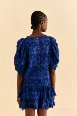 Farm Rio Navy Blue 3d Star Texture Blouse -Farm Rio 312282 04