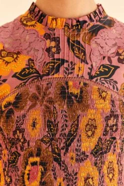 Farm Rio Blush Garden Bloom Smocked Blouse 10 Farm Rio Blush Garden Bloom Smocked Blouse -Farm Rio 312287 05