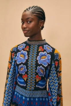 Farm Rio Black Ainika Sparkle Long Sleeve Maxi Dress -Farm Rio 312343 03