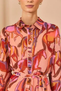 Farm Rio Rose Wild Horses Long Sleeve Mini Dress 8 Farm Rio Rose Wild Horses Long Sleeve Mini Dress -Farm Rio 312367 04