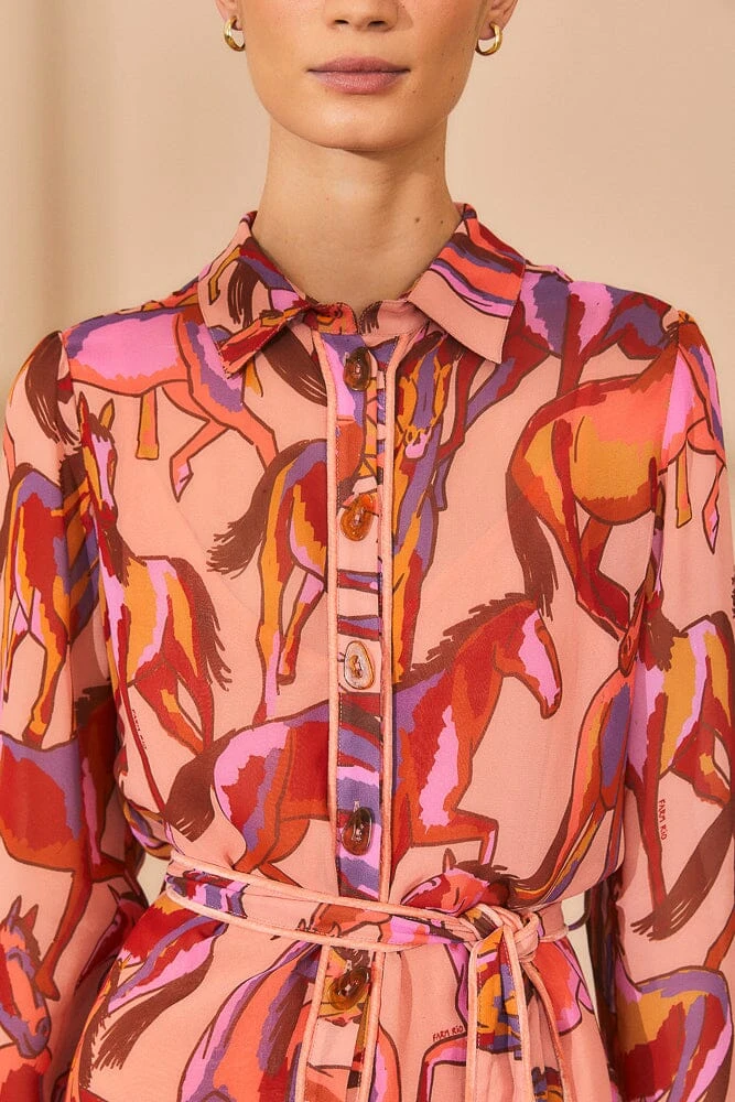 Farm Rio Rose Wild Horses Long Sleeve Mini Dress 3 Farm Rio Rose Wild Horses Long Sleeve Mini Dress - Image 3