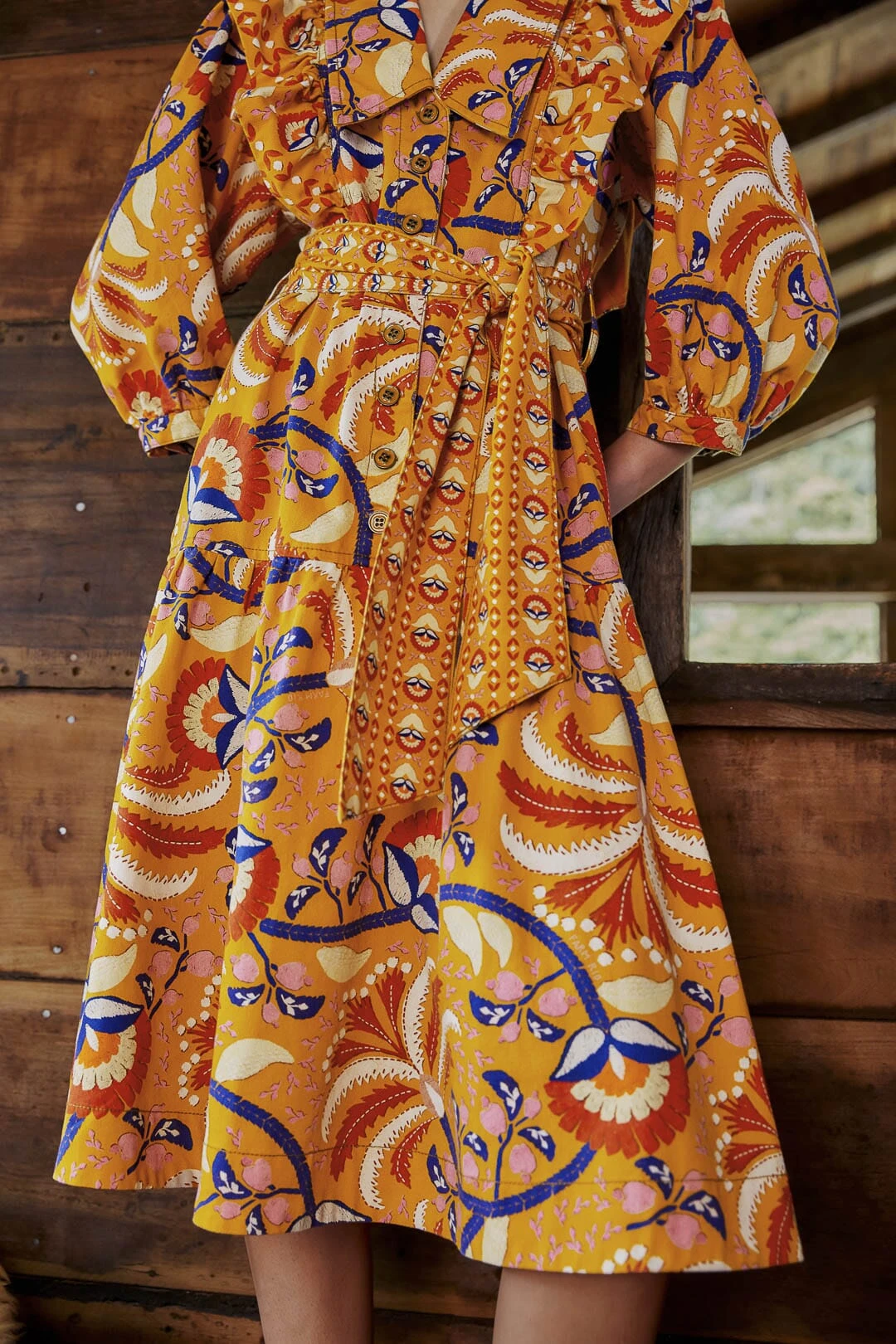 Farm Rio Yellow Palms Party Midi Dress 4 Farm Rio Yellow Palms Party Midi Dress - Image 4