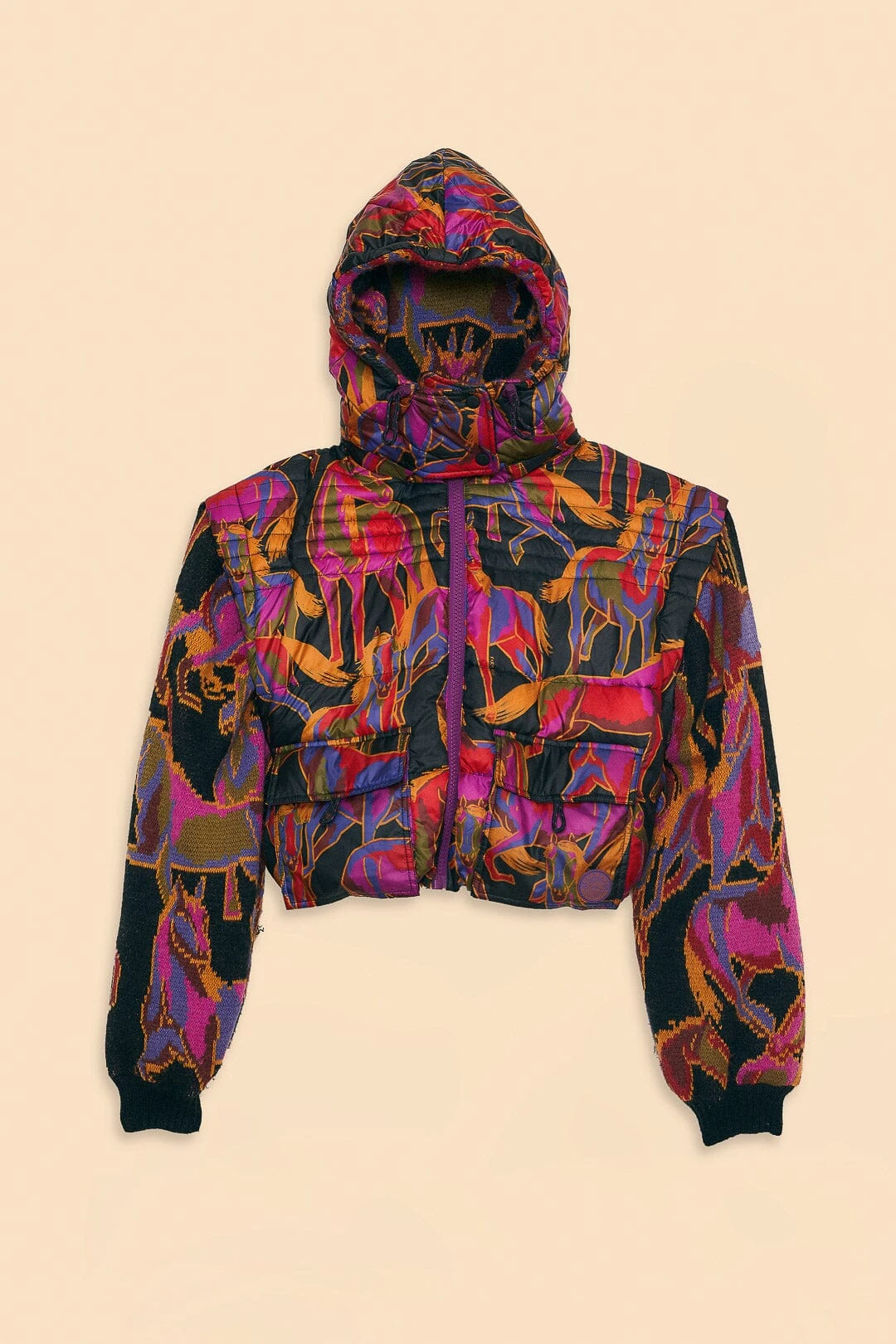 Farm Rio Black Wild Horses Reversible Puffer Jacket 9 Farm Rio Black Wild Horses Reversible Puffer Jacket - Image 9