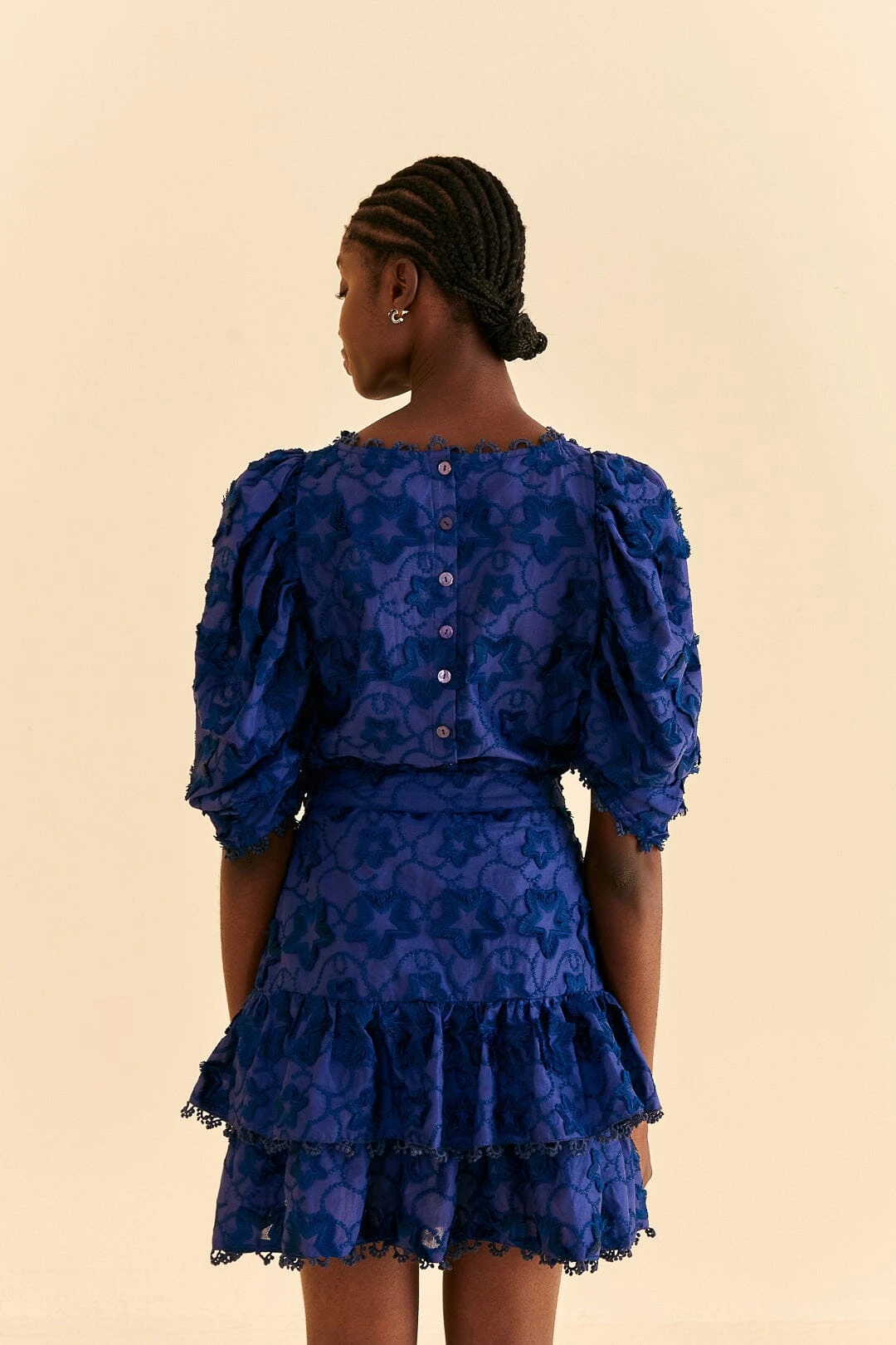 Farm Rio Navy Blue 3d Star Texture Mini Skirt 3 Farm Rio Navy Blue 3d Star Texture Mini Skirt - Image 3