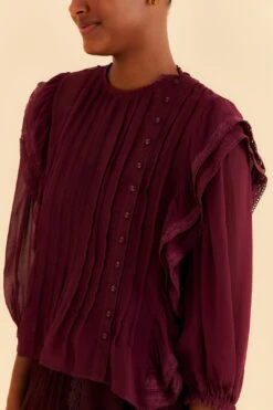 Farm Rio Burgundy Ruffle Blouse 8 Farm Rio Burgundy Ruffle Blouse -Farm Rio 312660 03