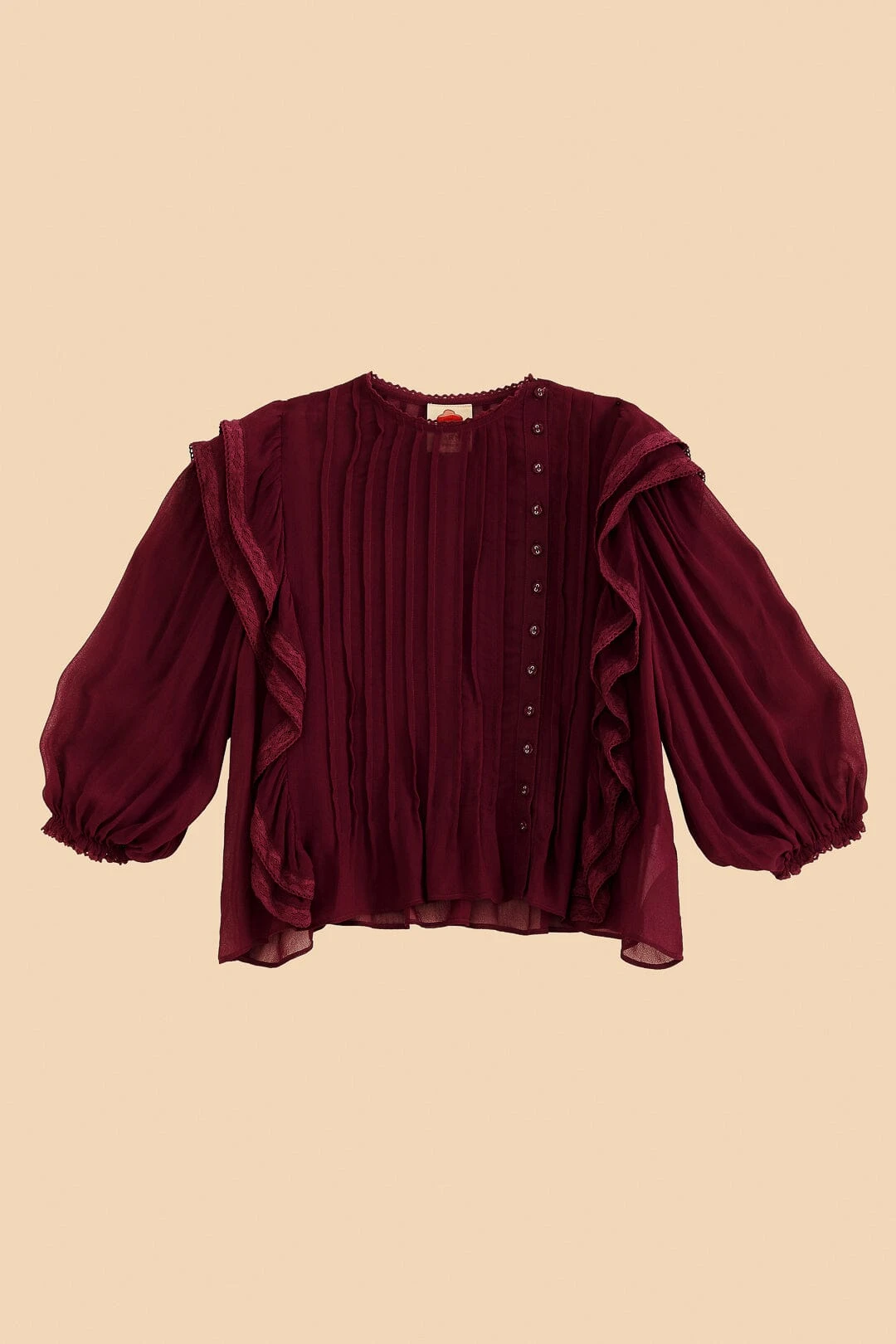 Farm Rio Burgundy Ruffle Blouse 6 Farm Rio Burgundy Ruffle Blouse - Image 6