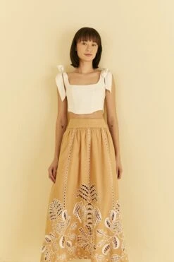 Farm Rio Sand Richelieu Midi Skirt -Farm Rio 313593 02 4193fb4e bbfe 49de 9a2d cc6a9b9f756e