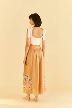 Farm Rio Sand Richelieu Midi Skirt -Farm Rio 313593 04