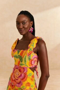 Farm Rio Yellow Macaw Bloom Midi Dress 7 Farm Rio Yellow Macaw Bloom Midi Dress -Farm Rio 313600 03