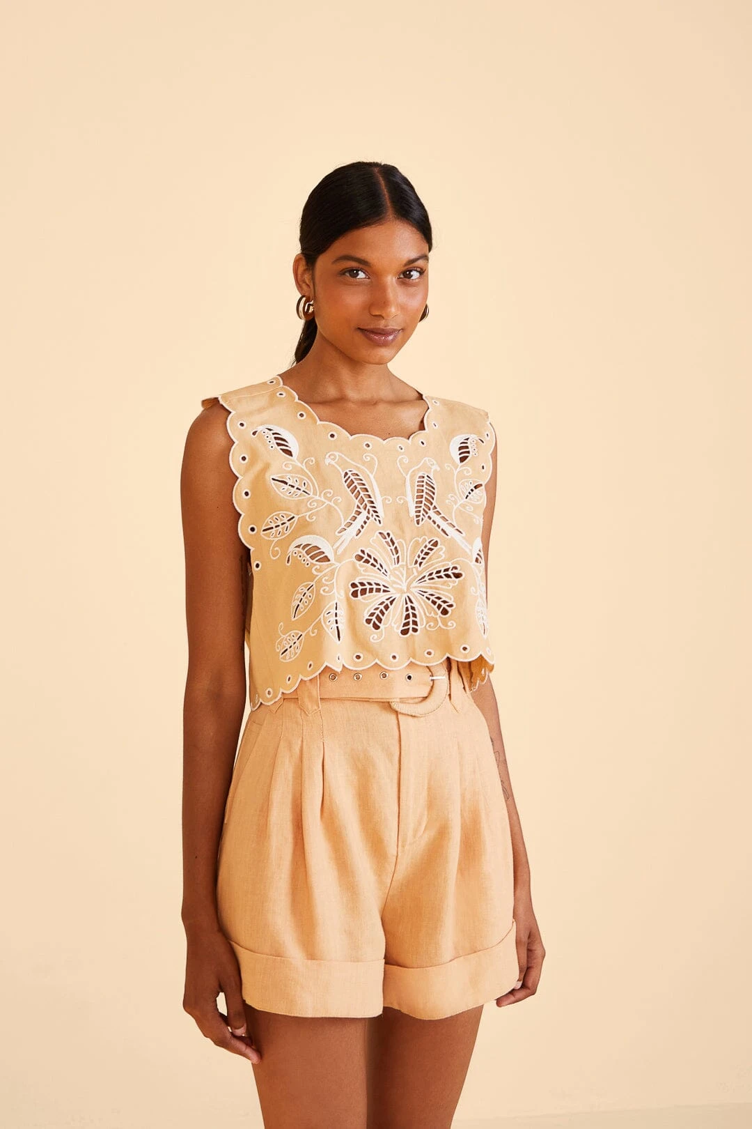 Farm Rio Beige Tailored Shorts 1 Farm Rio Beige Tailored Shorts