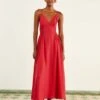 Farm Rio Red Sleeveless Midi Dress