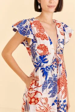 Farm Rio Off-White Mixed Lobsters Midi Dress 8 Farm Rio Off-White Mixed Lobsters Midi Dress -Farm Rio 313608 03