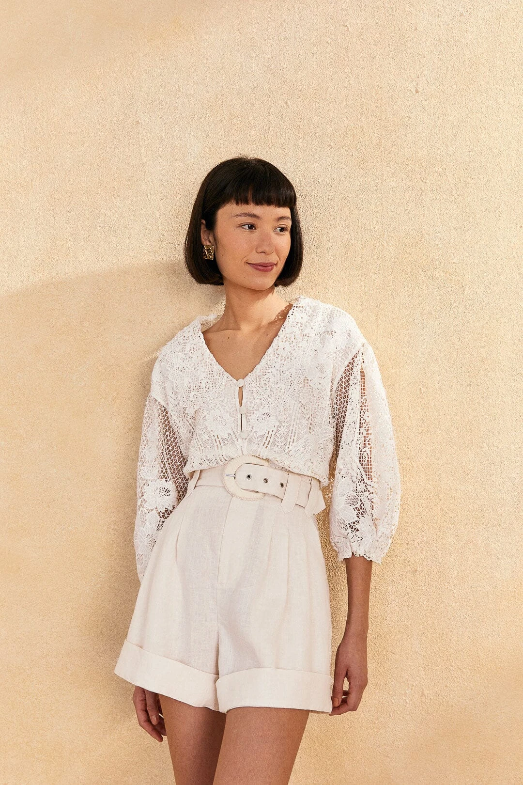 Farm Rio Off-White Tailored Shorts 2 Farm Rio Off-White Tailored Shorts - Image 2