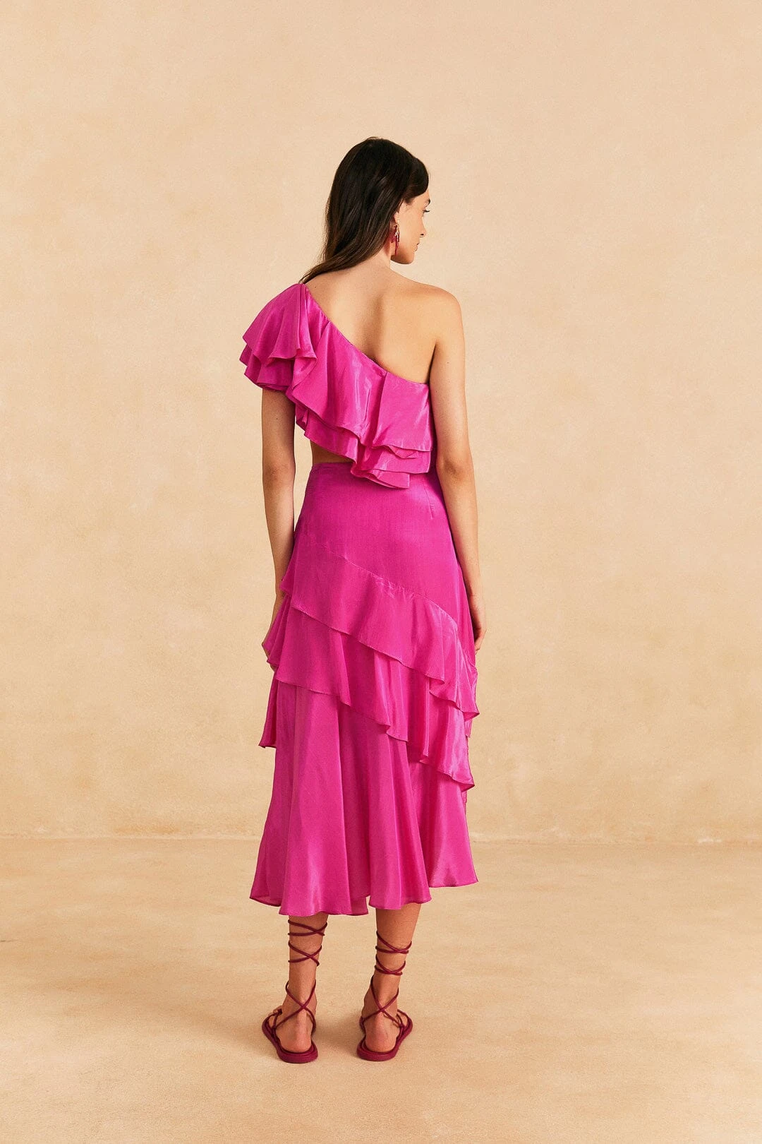 Farm Rio Dark Pink Marocaine Ruffle Skirt 4 Farm Rio Dark Pink Marocaine Ruffle Skirt - Image 4