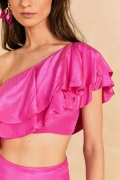 Farm Rio Dark Pink Marocaine Ruffle Top -Farm Rio 313616 03