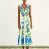 Farm Rio Off-White Romantic Garden Midi Dress