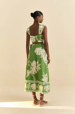 Farm Rio Green Lace Monsteras Crop Top -Farm Rio 313644 03