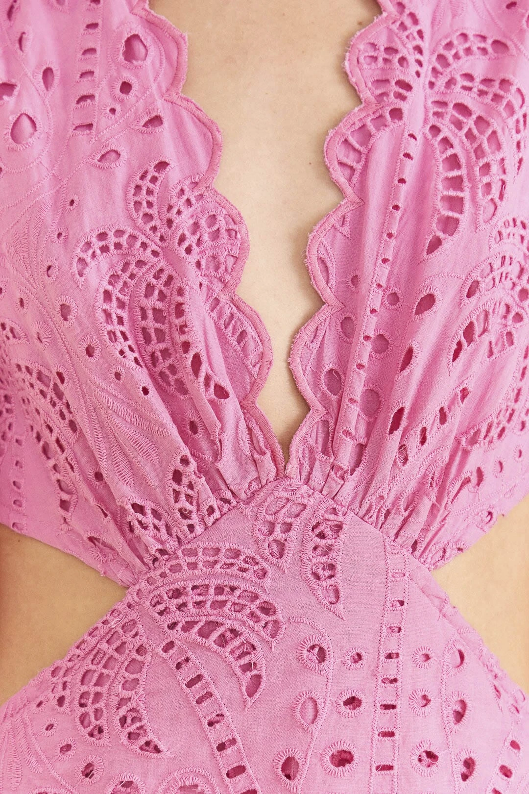 Farm Rio Pink Richelieu Midi Dress 5 Farm Rio Pink Richelieu Midi Dress - Image 5