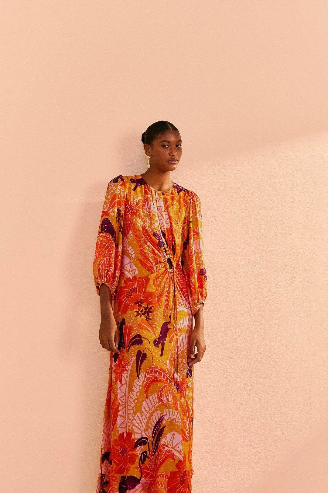 Farm Rio Beige Jungle Panther Lenzing™ Ecovero™ Viscose Midi Dress 2 Farm Rio Beige Jungle Panther Lenzing™ Ecovero™ Viscose Midi Dress - Image 2